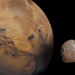 Mars with its two moons