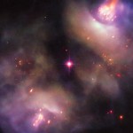 This atmospheric Picture of the Week, taken with the NASA/ESA Hubble Space Telescope, shows a dark, gloomy scene in the constellation of Gemini (The Twins). The subject of this image confused astronomers when it was first studied — rather than being classified as a single object, it was instead recorded as two objects, owing to its symmetrical lobed structure (known as NGC 2371 and NGC 2372, though sometimes referred to together as NGC 2371/2).  These two lobes are visible to the upper right and lower left of the frame, and together form something known as a planetary nebula. Despite the name, such nebulae have nothing to do with planets; NGC 2371/2 formed when a Sun-like star reached the end of its life and blasted off its outer layers, shedding the constituent material and pushing it out into space to leave just a superheated stellar remnant behind. This remnant is visible as the orange-tinted star at the centre of the frame, sitting neatly between the two lobes. The structure of this region is complex. It is filled with dense knots of gas, fast-moving jets that appear to be changing direction over time, and expanding clouds of material streaming outwards on diametrically opposite sides of the remnant star. Patches of this scene glow brightly as the remnant star emits energetic radiation that excites the gas within these regions, causing it to light up. This scene will continue to change over the next few thousand years; eventually the knotty lobes will dissipate completely, and the remnant star will cool and dim to form a white dwarf.  Links: Image of NGC 2371 published in 2008 Image of NGC 2371 published 1997